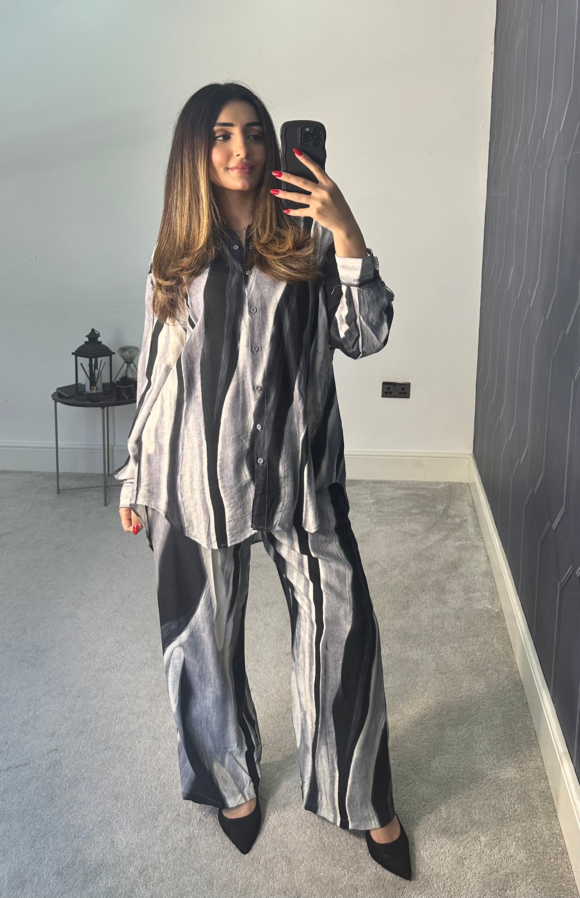 Marbel Print Shirt Style 2 piece set