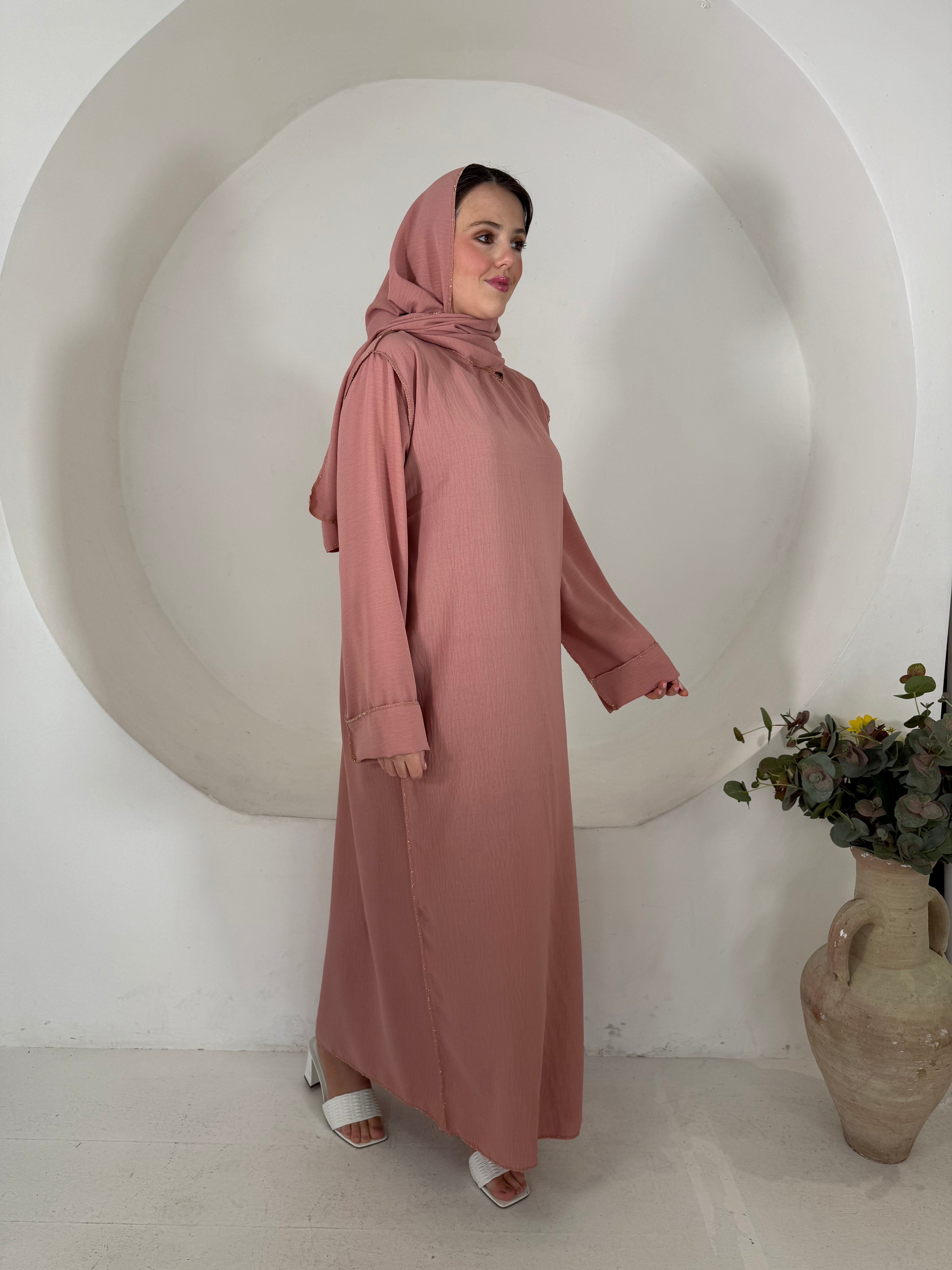 Gold edge attach hijab abaya