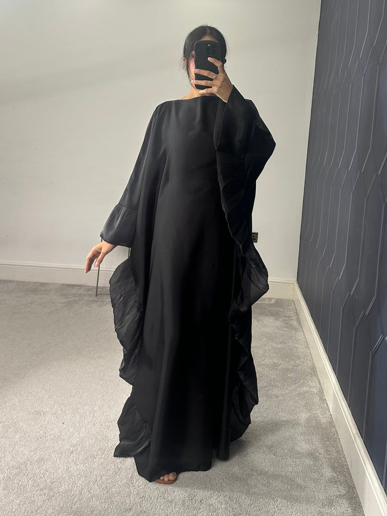 Haniya Ruffle Abaya (Black)