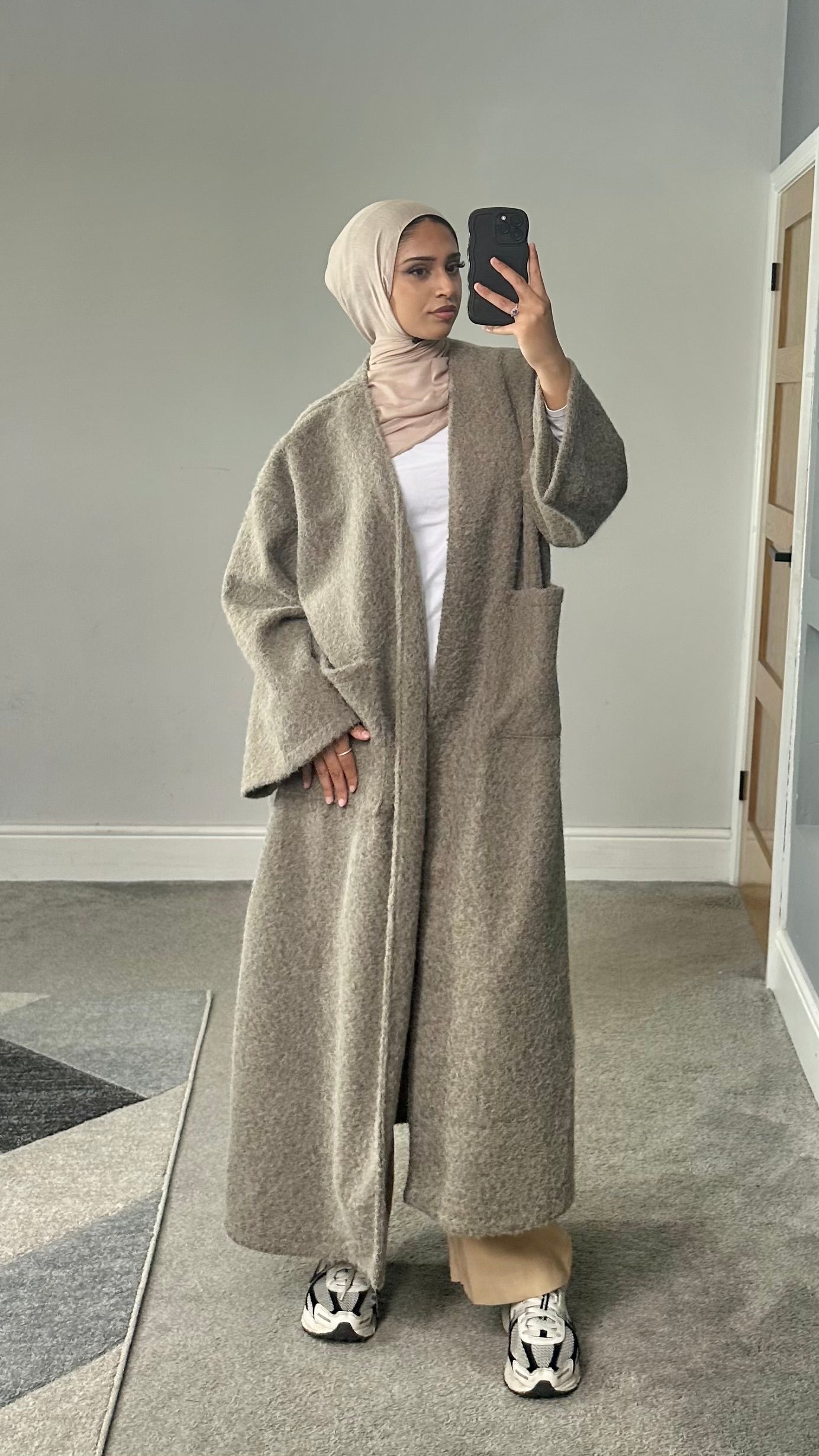 Fleece Fur Longline Coat with pockets