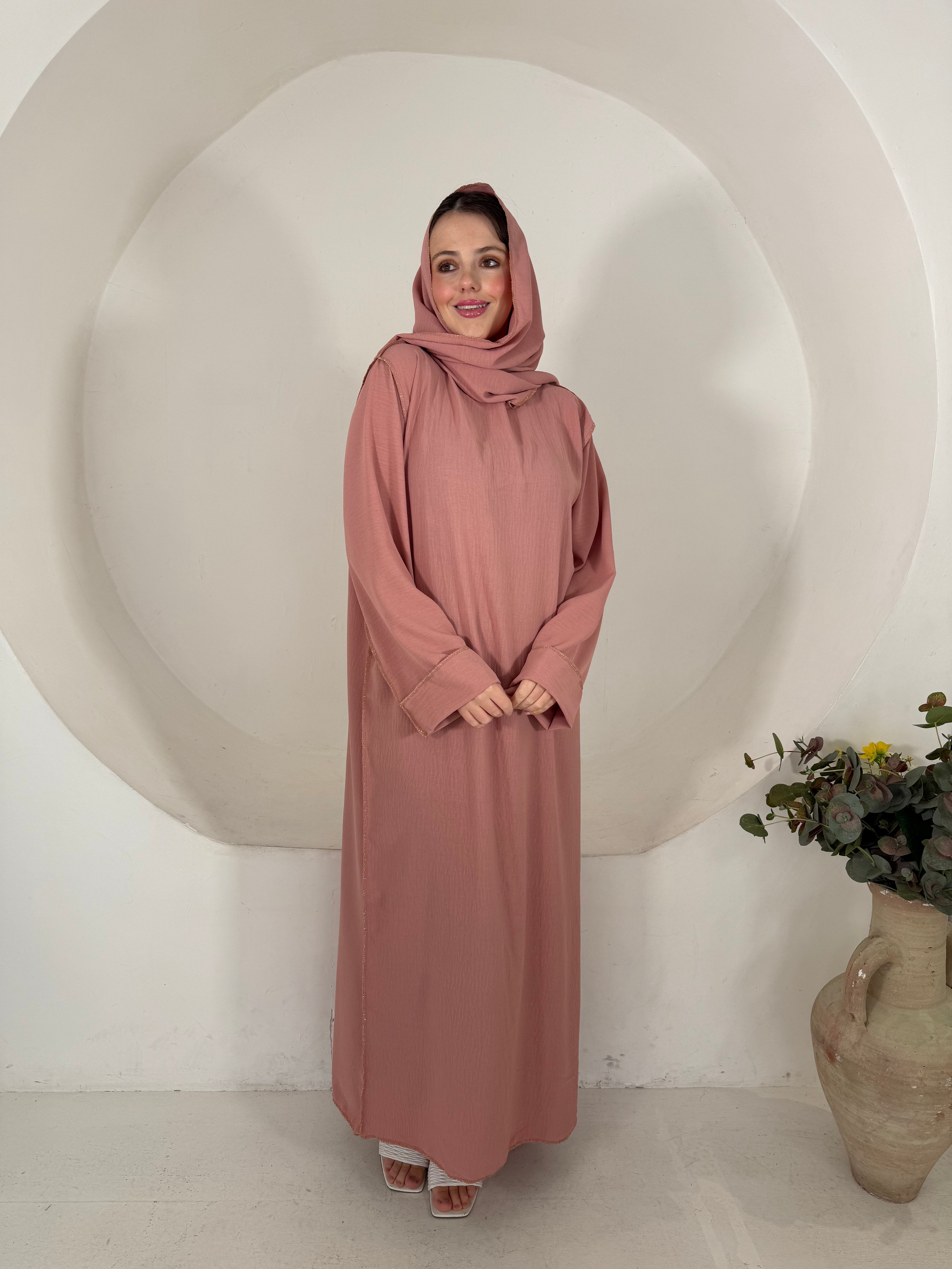 Gold edge attach hijab abaya