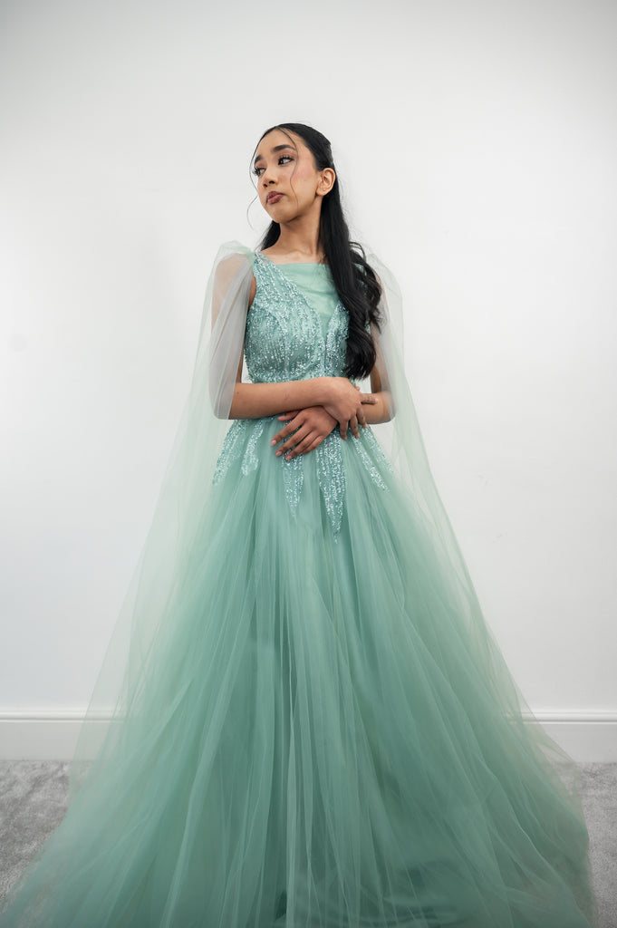 Melike Tulle Gown (Sage)