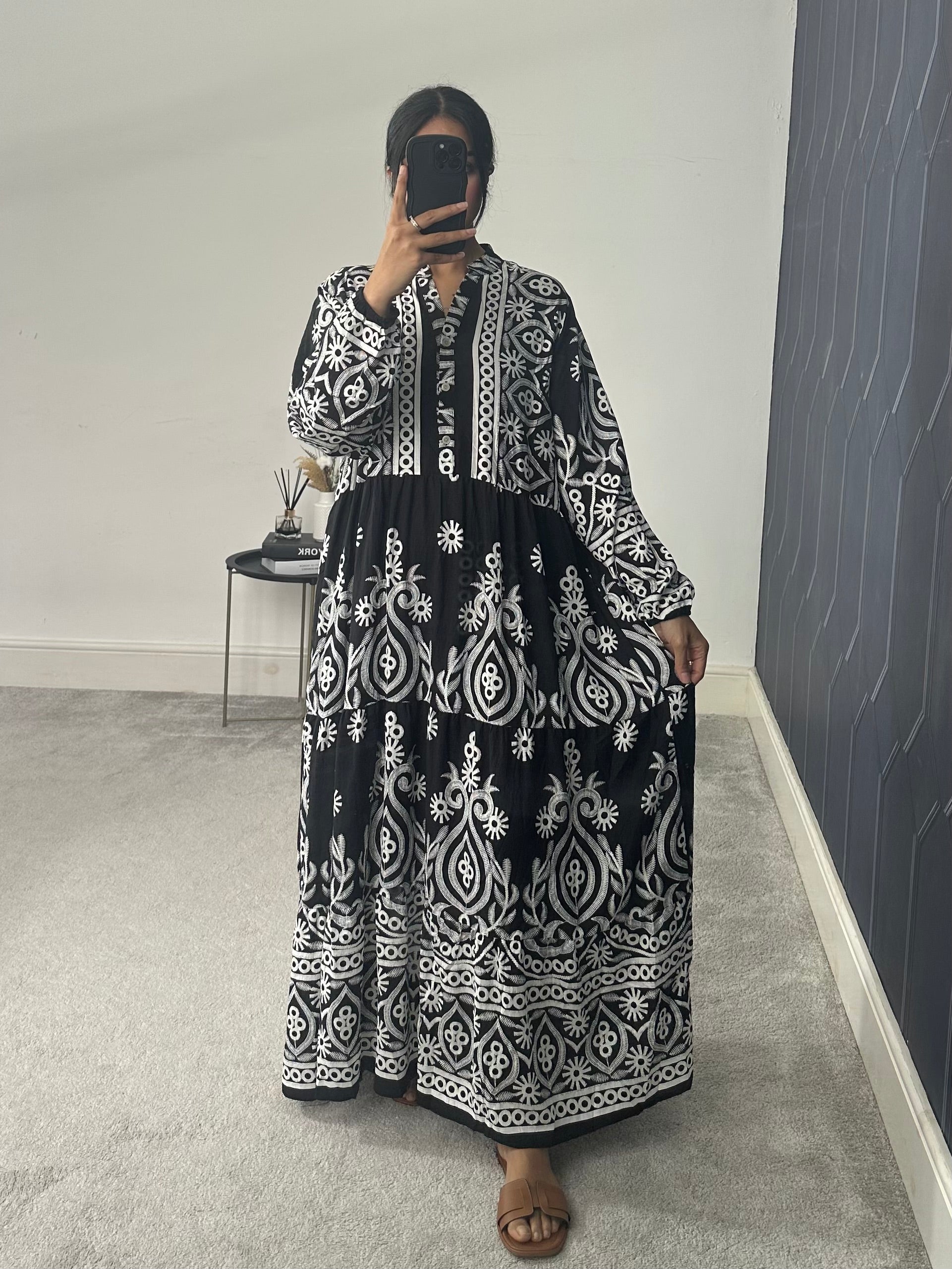 Printed Cotton Long Dress (Plus Size)
