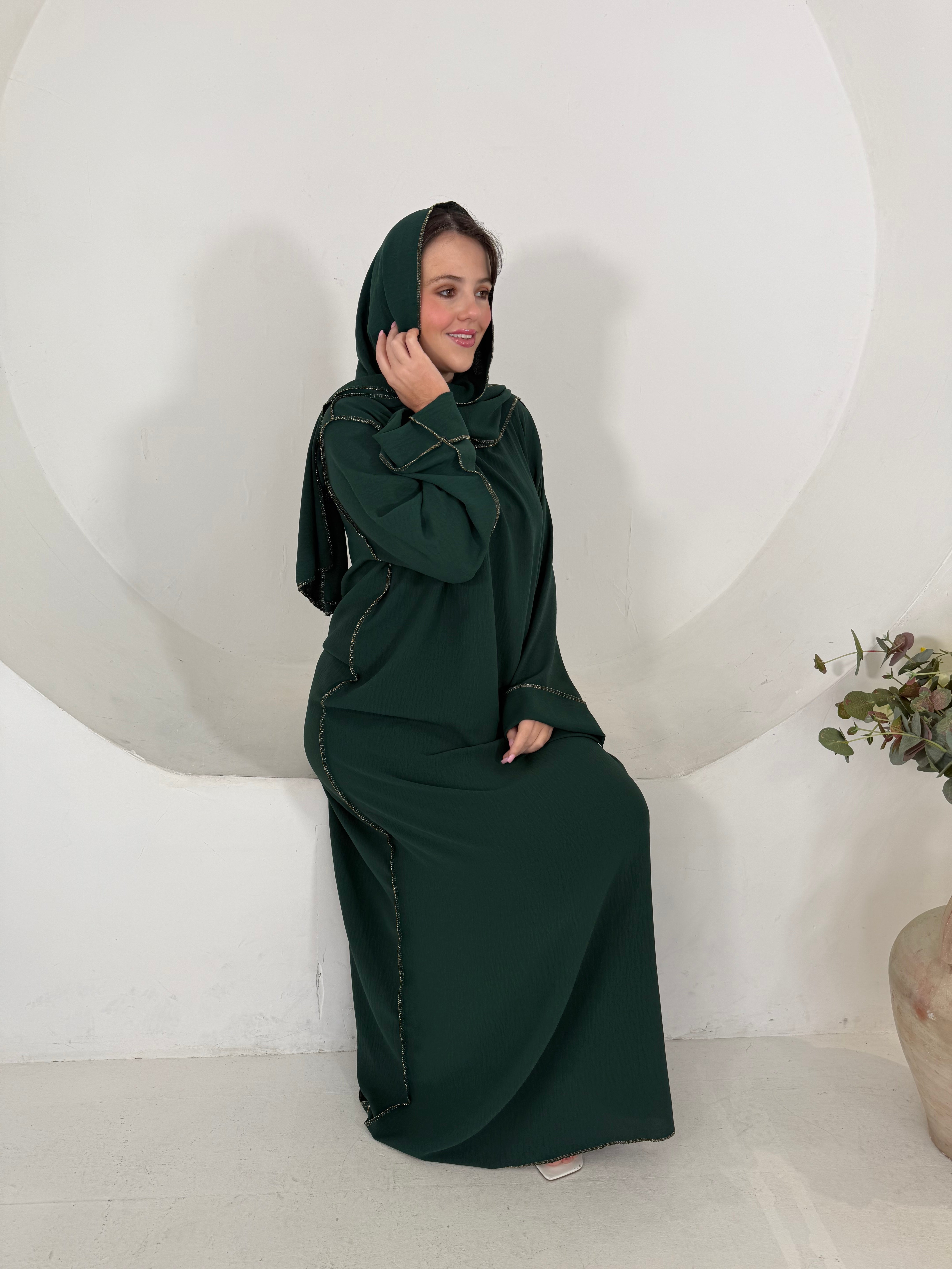 Gold edge attach hijab abaya