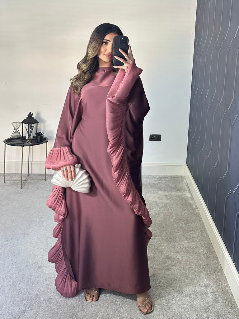 Haniya Ruffle Luxury Abaya (Mauve)