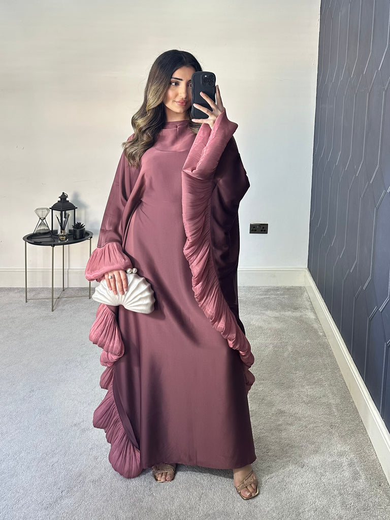 Haniya Ruffle Luxury Abaya (Mauve)
