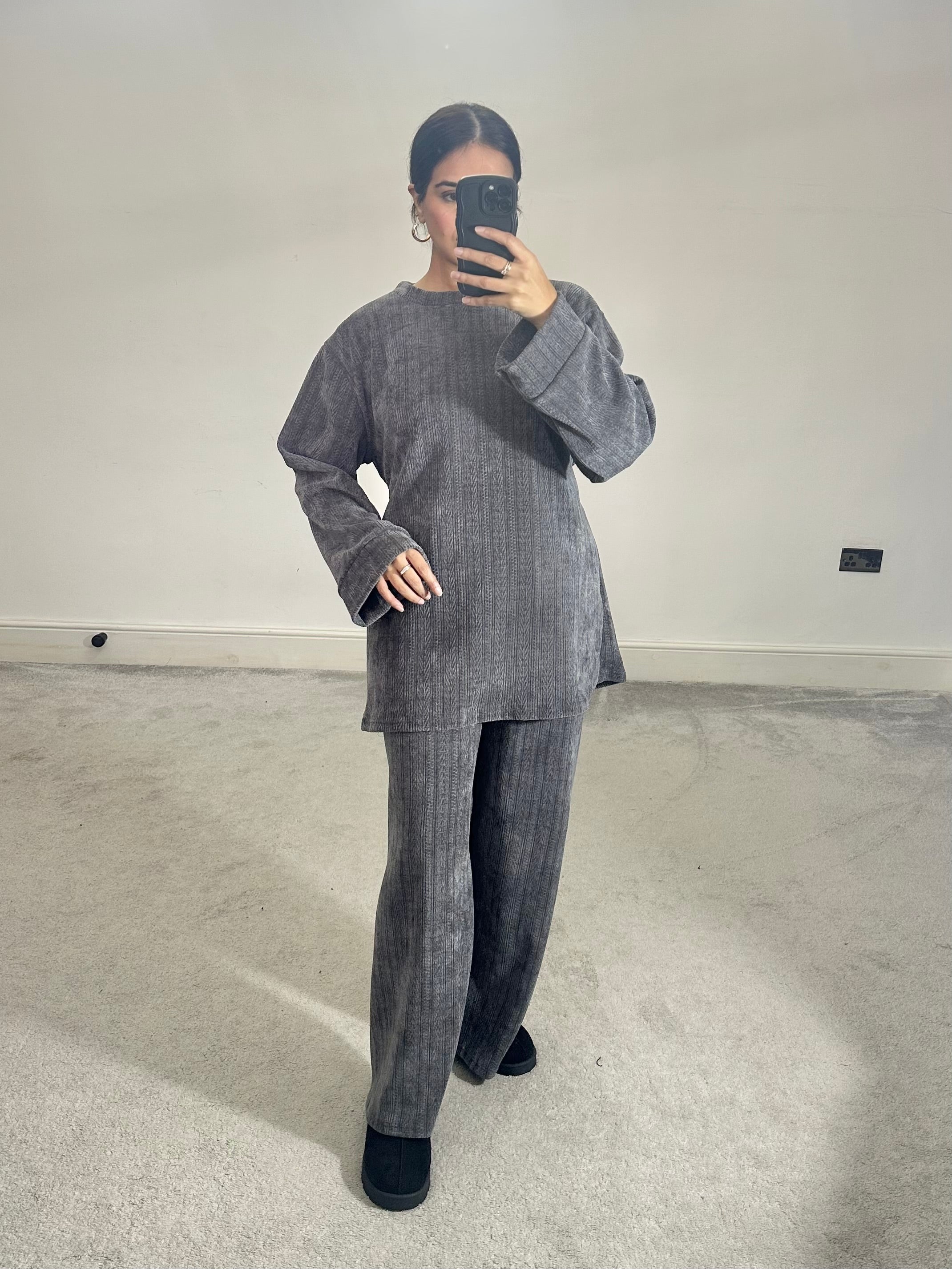 Textured velvet feel corduroy 2 piece co ord set