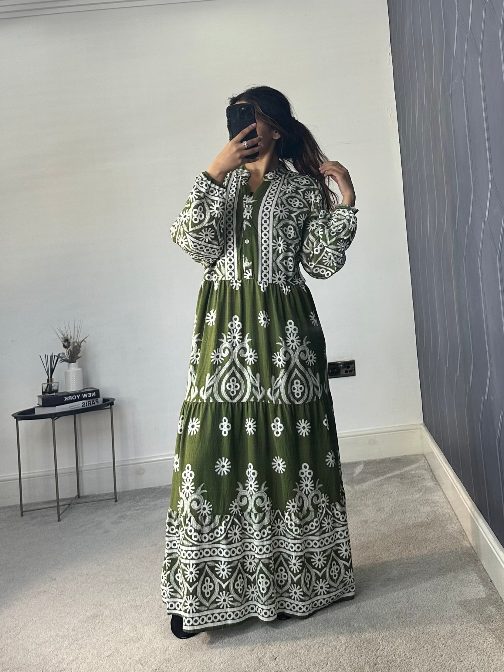 Printed Cotton Long Dress (Plus Size)