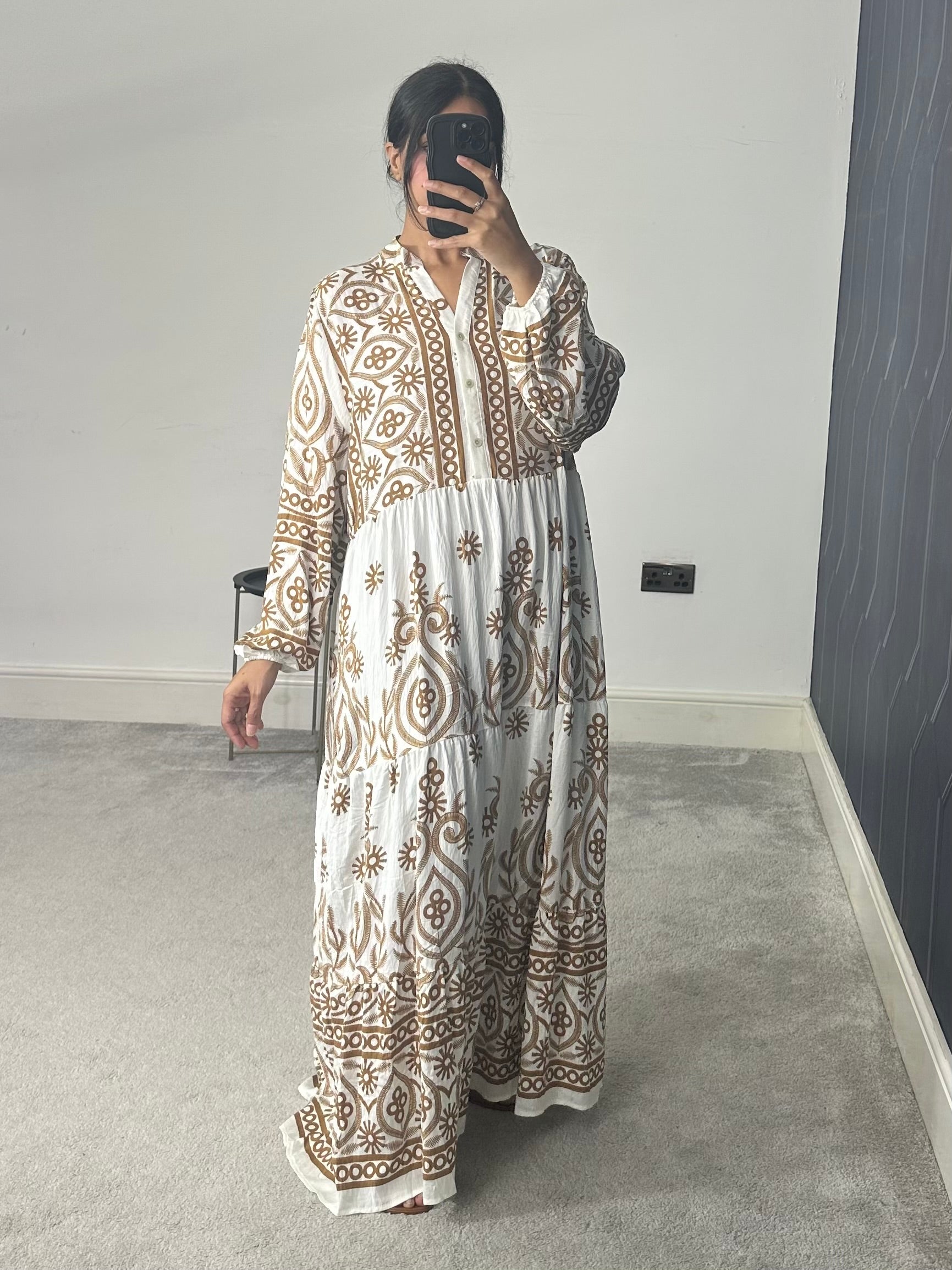 Printed Cotton Long Dress (Plus Size)