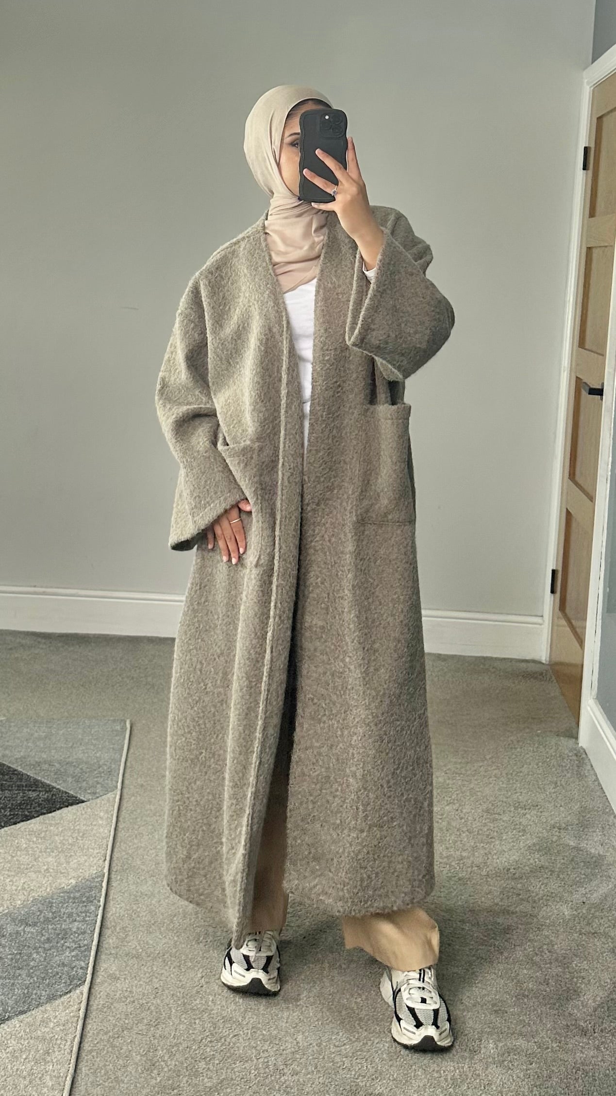 Fleece Fur Longline Coat with pockets