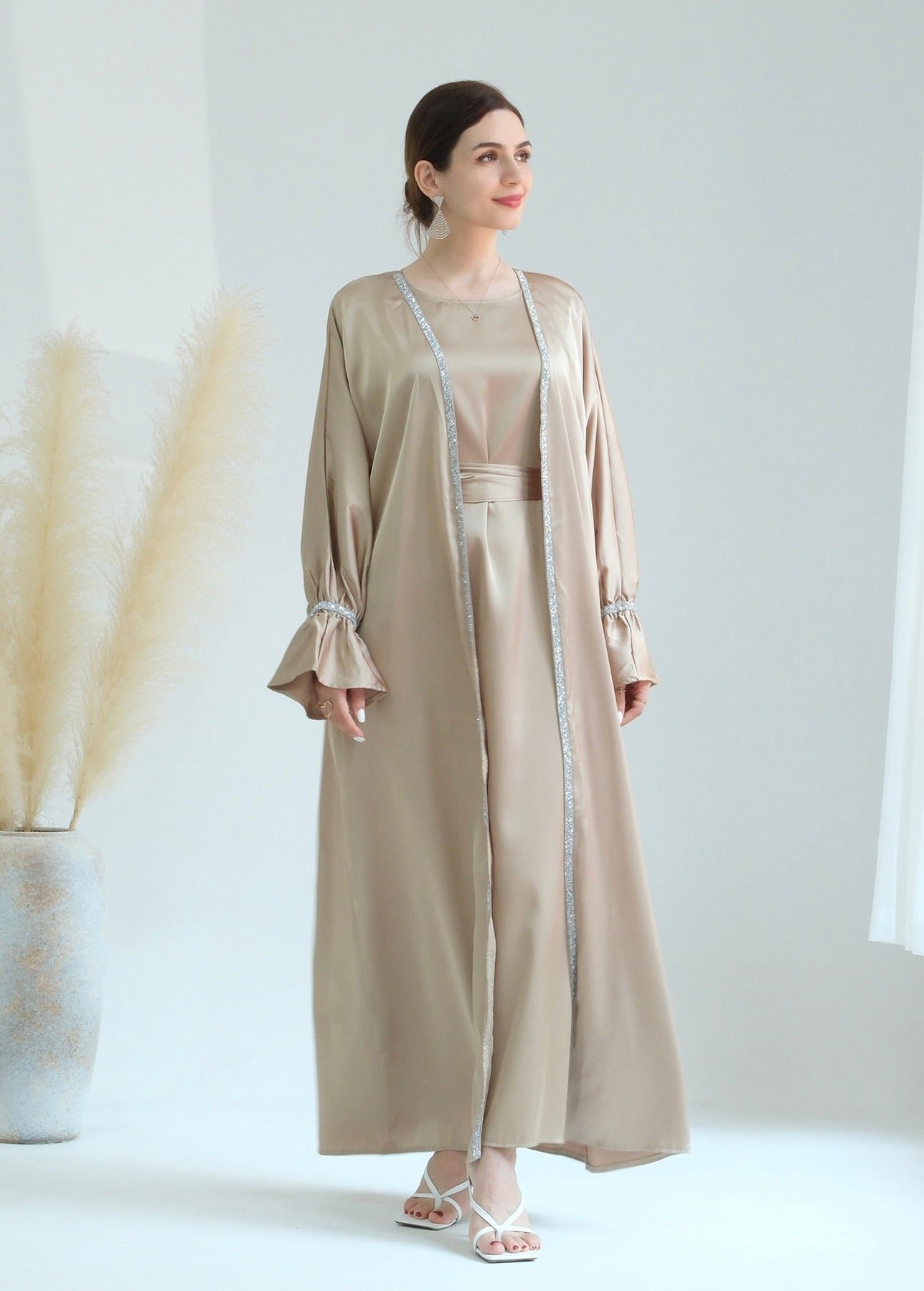 Areeba 2 piece abaya set (Champagne)