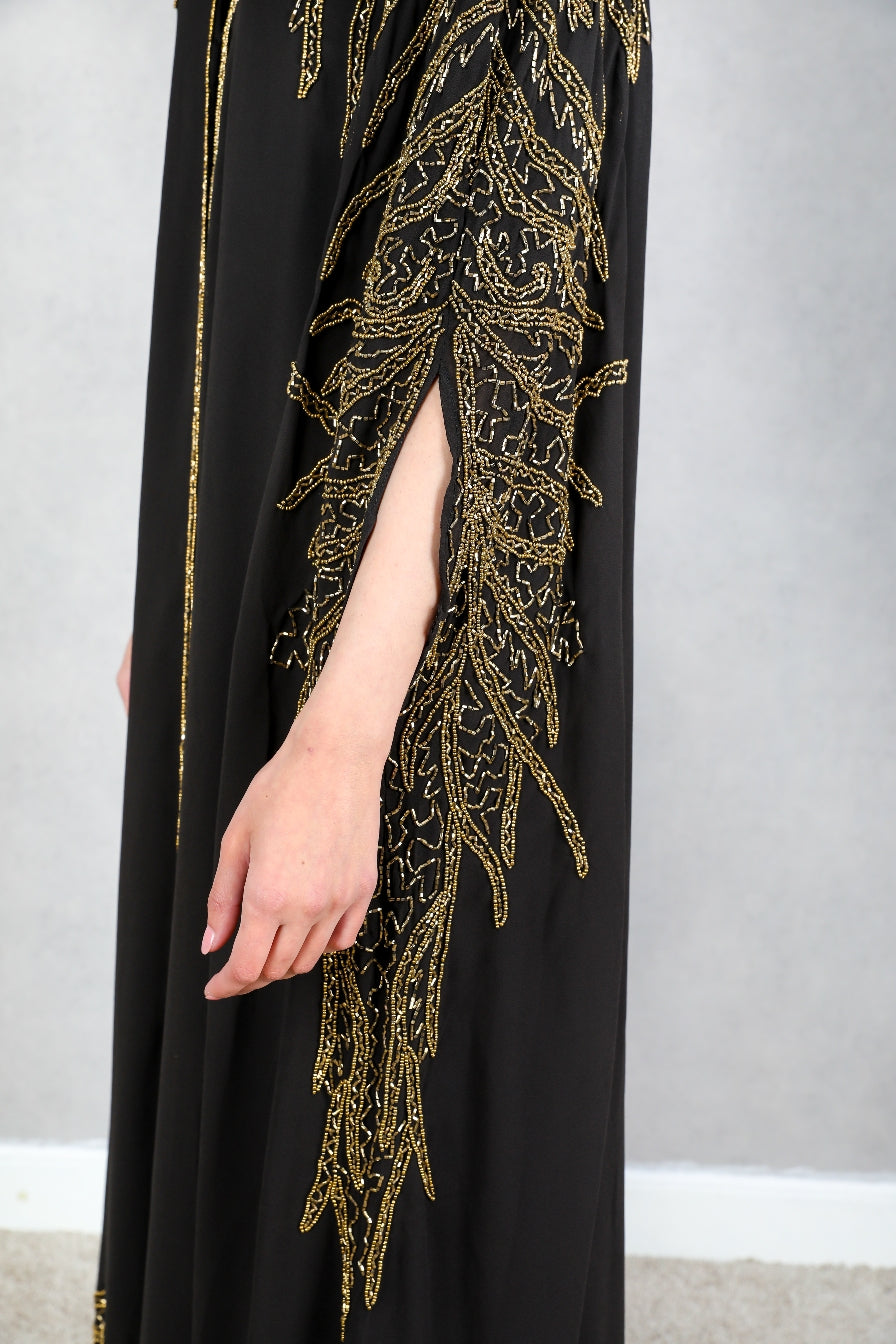 Luxurious Black and Gold Cape Abaya