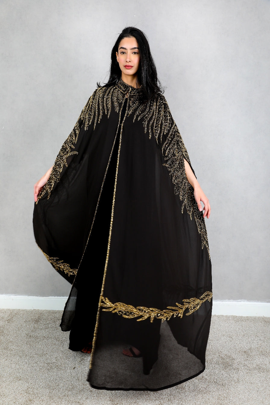 Luxurious Black and Gold Cape Abaya – Al-Haya Ltd