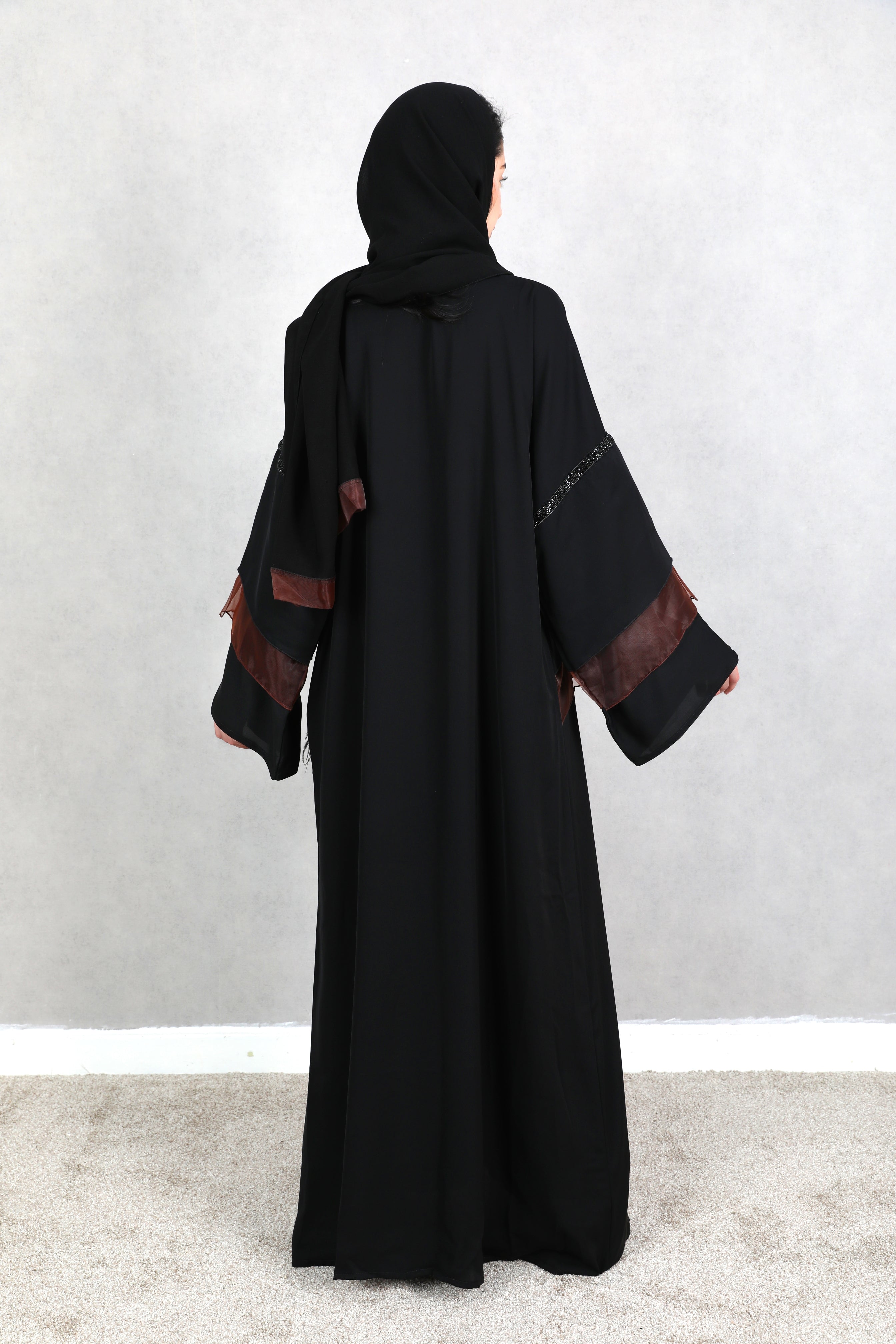 Amaya Brown Organza Detailed Abaya