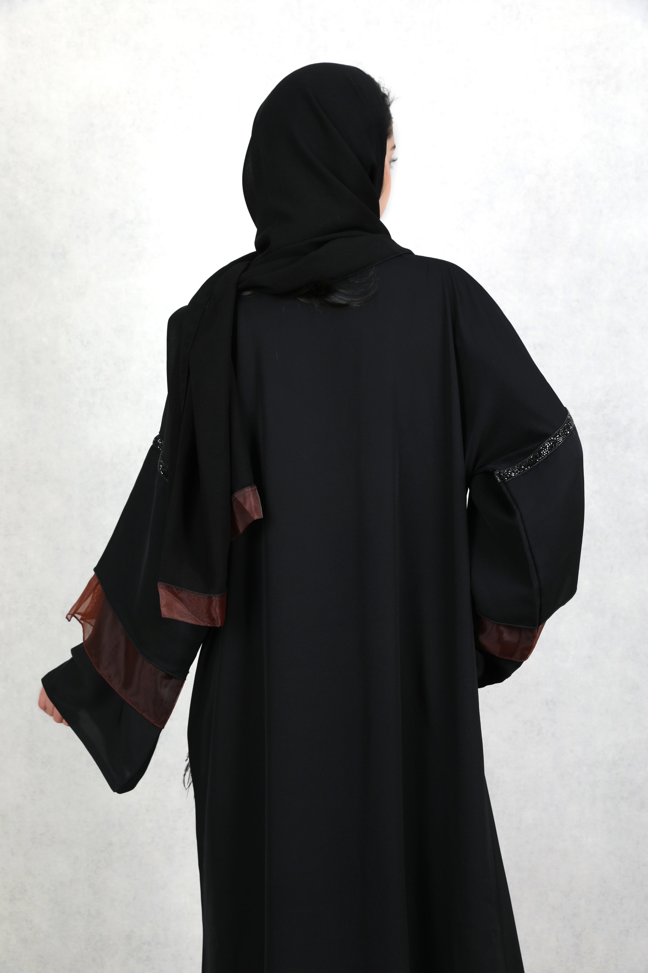 Amaya Brown Organza Detailed Abaya